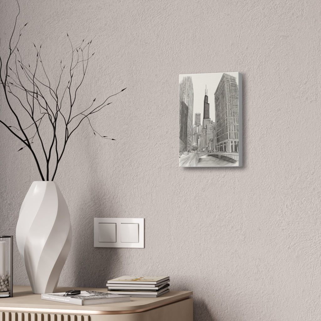 Chicago Skyline Pencil Sketch Canvas Print — Stretched 1.5"