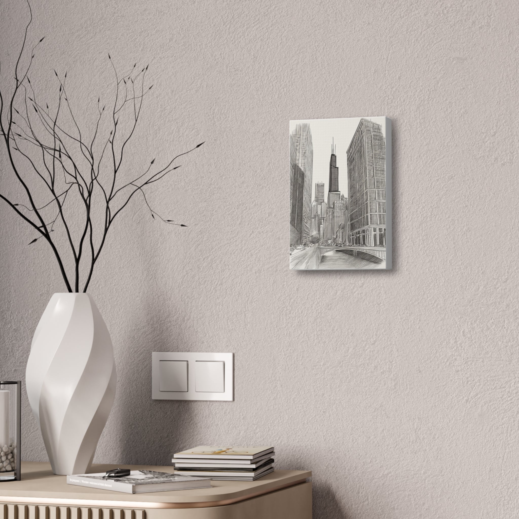 Chicago Skyline Pencil Sketch Canvas Print — Stretched 1.5"