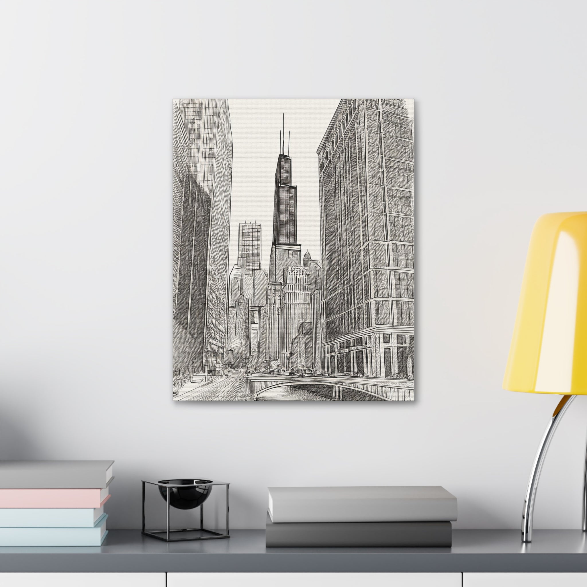 Chicago Skyline Pencil Sketch Canvas Print — Stretched 1.5"