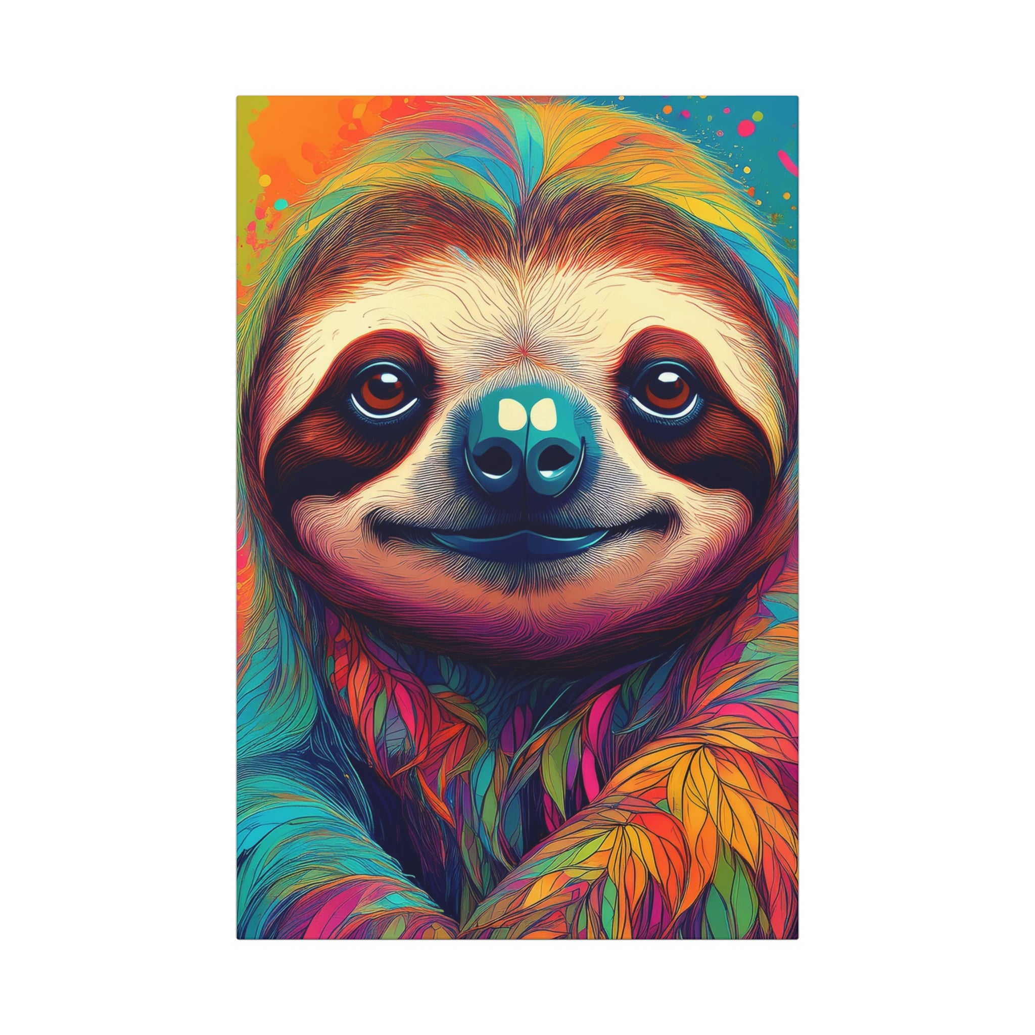 Colorful Sloth Canvas Art Wrap — Vibrant Animal Wall Decor