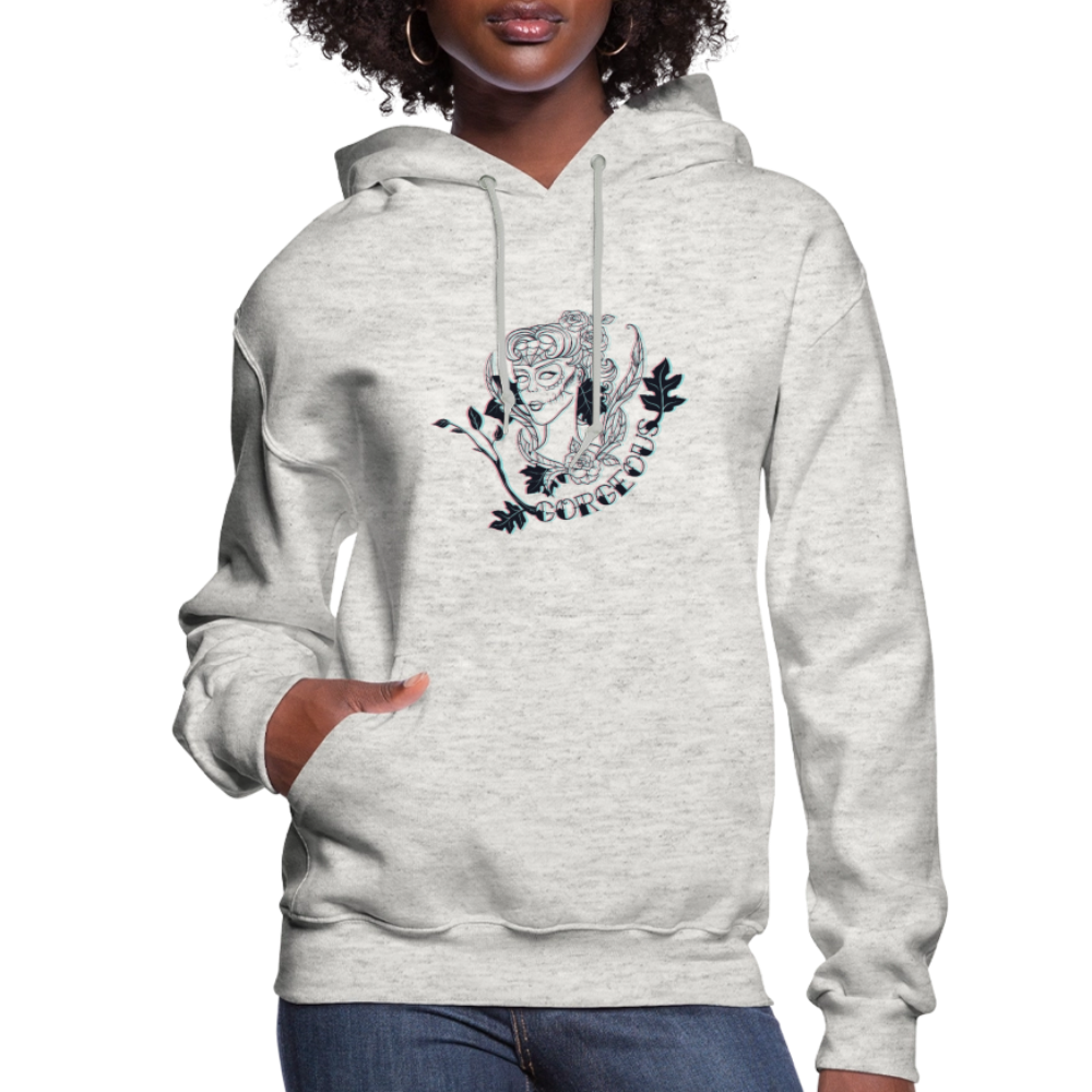 Gorgeous Masked Lady Graphic Hoodie - heather oatmeal