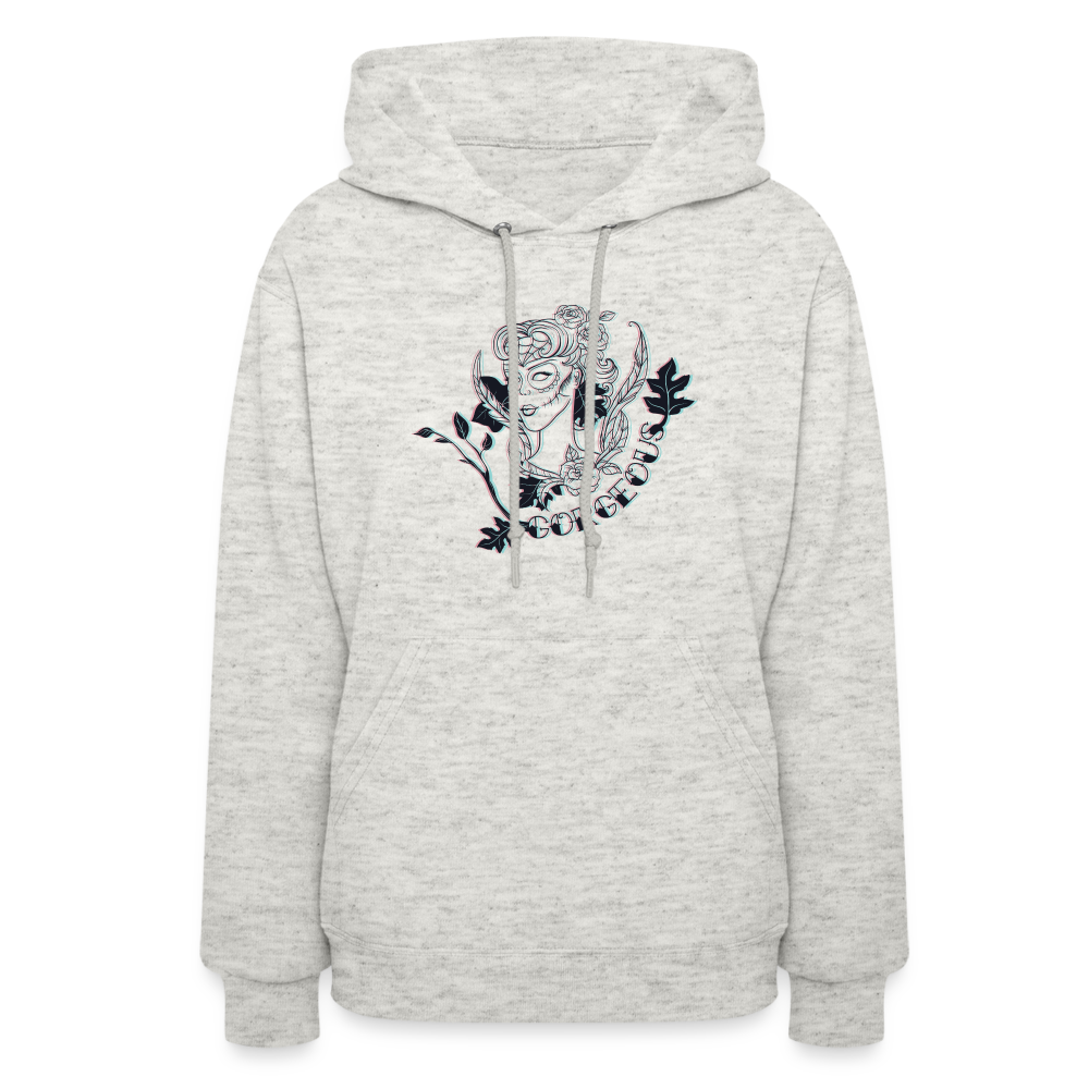 Gorgeous Masked Lady Graphic Hoodie - heather oatmeal