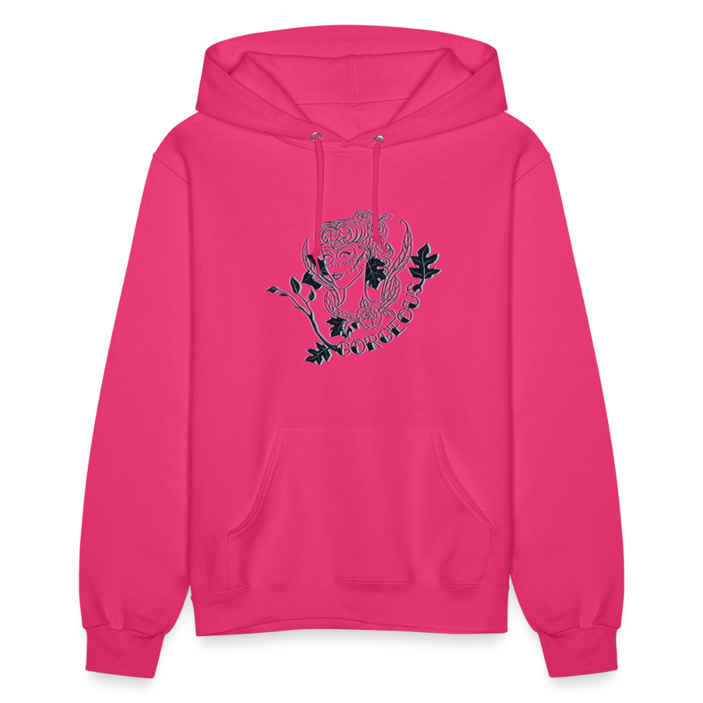 Gorgeous Masked Lady Graphic Hoodie - fuchsia