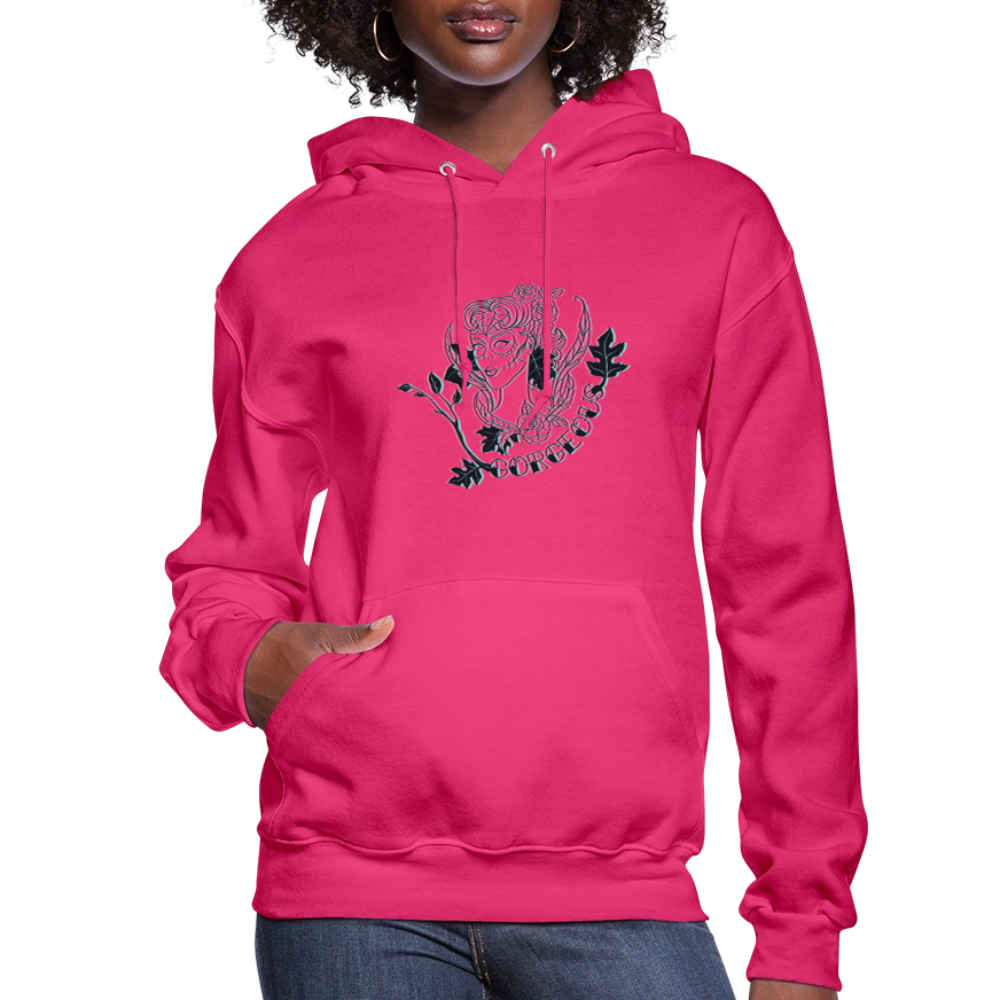 Gorgeous Masked Lady Graphic Hoodie - fuchsia