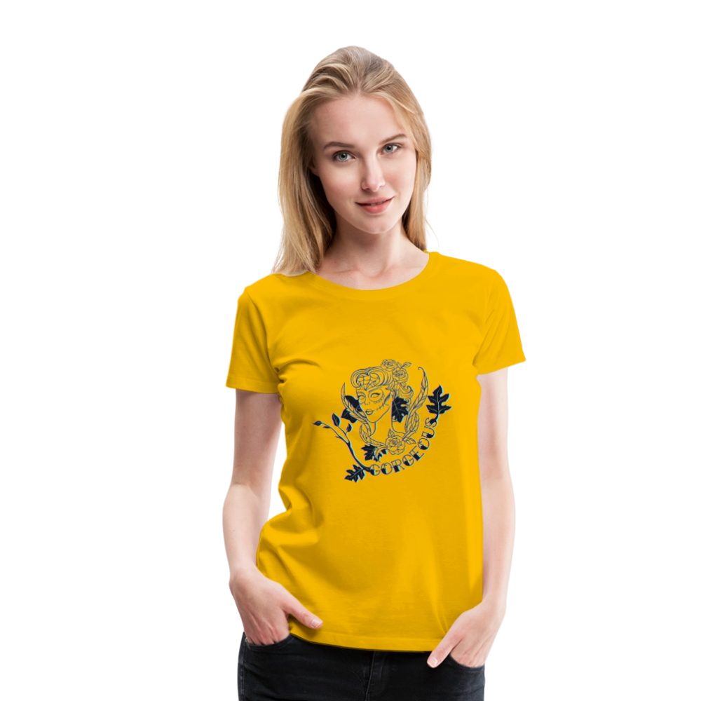 Gorgeous Masked Lady Graphic Tee - sun yellow