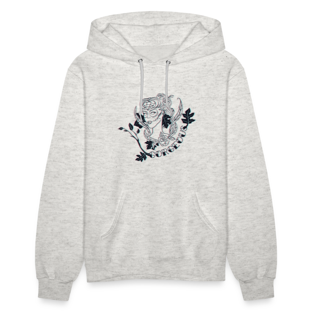 Gorgeous Masked Lady Graphic Hoodie - heather oatmeal