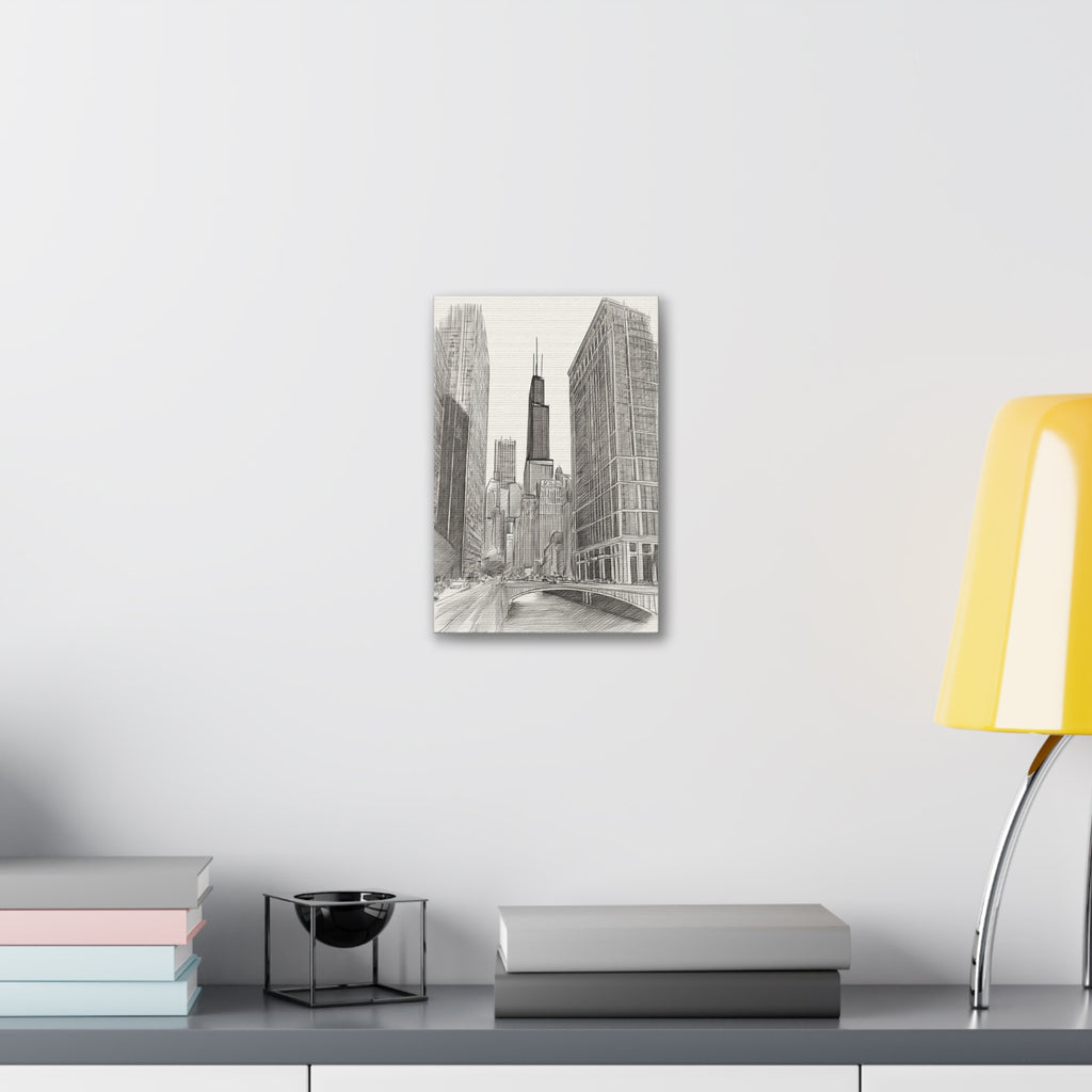 Chicago Skyline Pencil Sketch Canvas Print — Stretched 1.5"