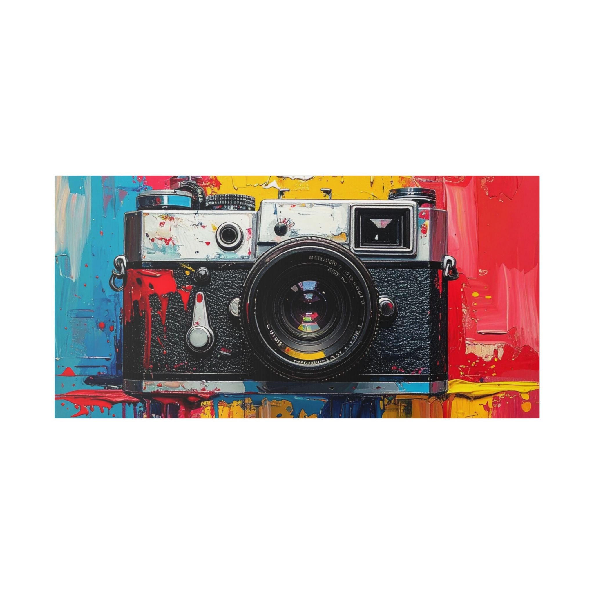 Vintage Camera Canvas Wall Art — Colorful Retro Photography Print