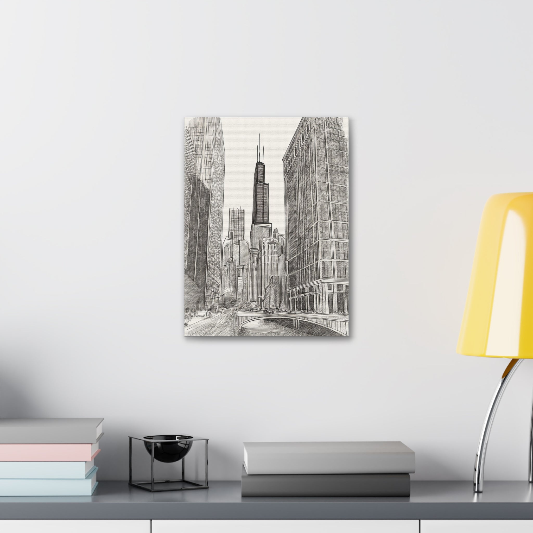 Chicago Skyline Pencil Sketch Canvas Print — Stretched 1.5"
